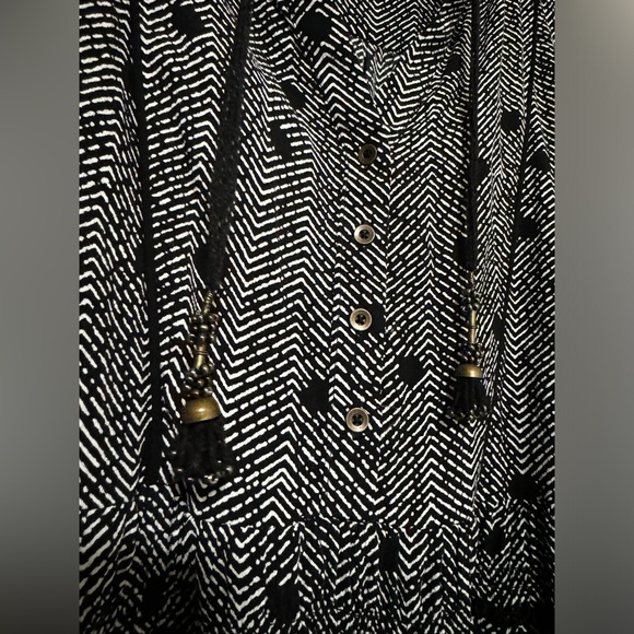 Maeve by Anthropologie Dress Galen Black White Print Pockets 3/4 Sleeves XSmall - Picture 5 of 7